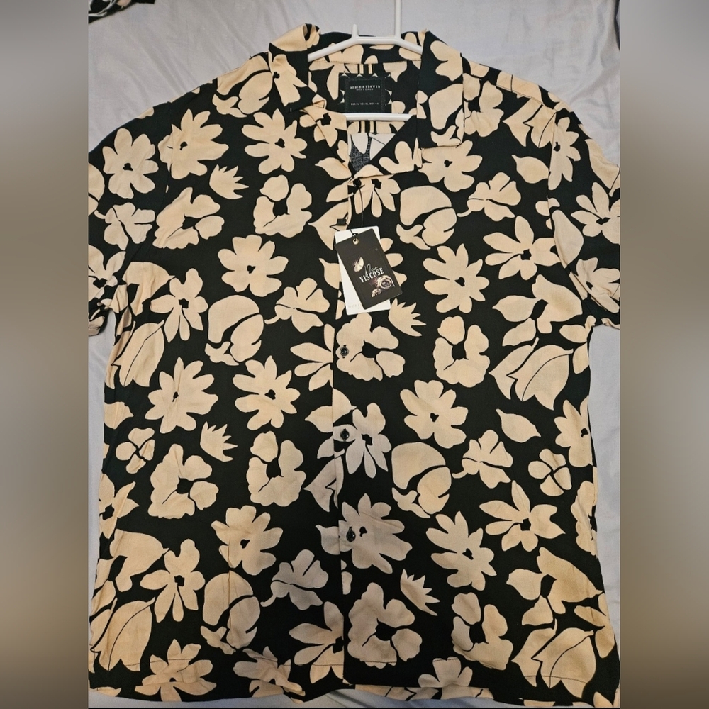 Denim & Flower Black and Cream Floral Shirt
